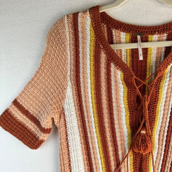❌SOLD❌ Free People Sunset Lollipop Womens Size Small Orange Brown Striped Boho - Picture 4 of 12
